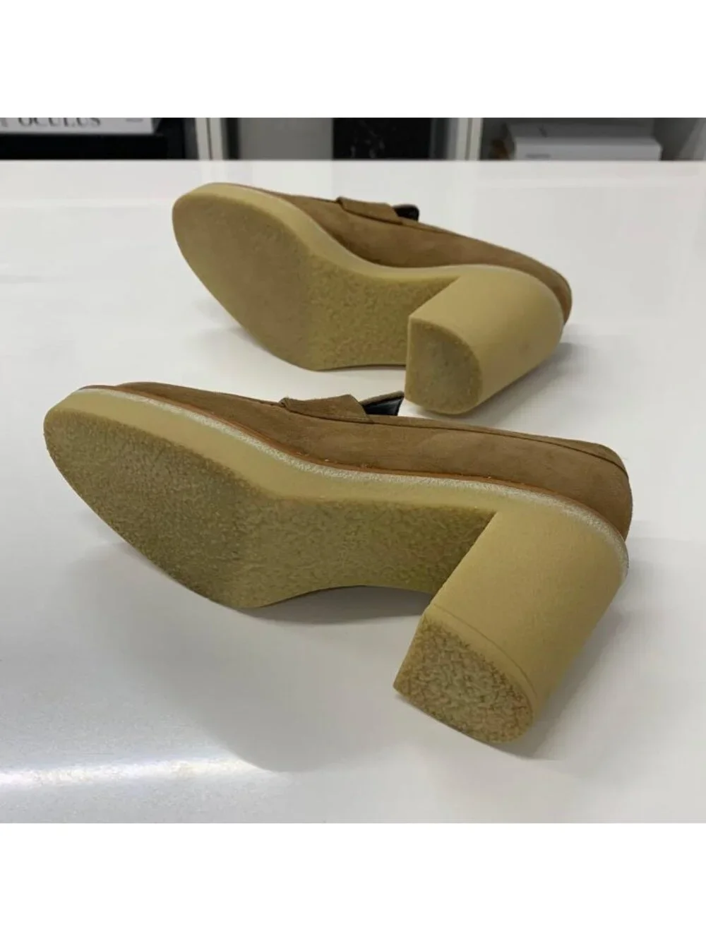 Hermes Didi Suede Heels Loafers Brown
